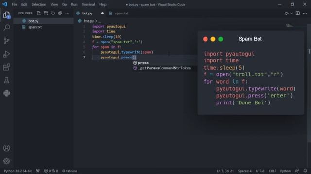 So i made a spam bot in python under 7 lines of code смотреть онлайн