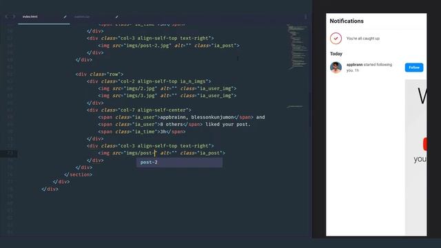Instagram App UI Template - E04 - Notifications Screen | HTML CSS BOOTSTRAP Speed Coding смотреть онлайн