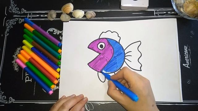 Fish drawing / How to draw Fish / Drawing and Coloring for Kids / Рисуем рыбку Как нарисовать рыбк смотреть онлайн