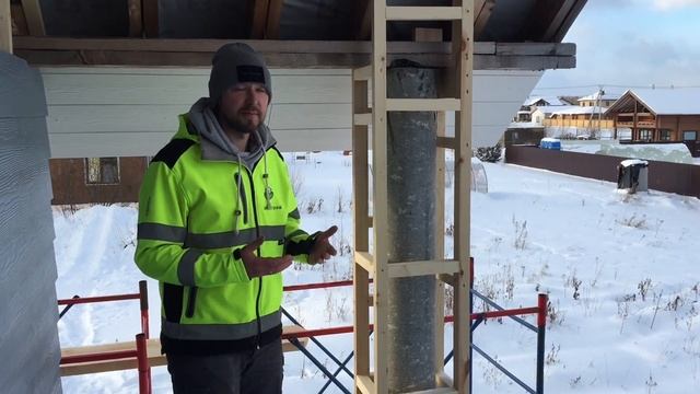 Как сделать круглый столб квадратным? Отделка круглого столба. Фиброцементный сайдинг Кедрал. смотреть онлайн