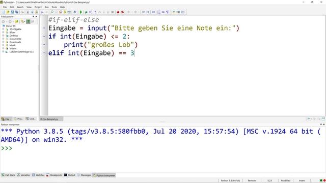 Wenn-Funktion (if-elif-else) - Programmierung mit Python смотреть онлайн