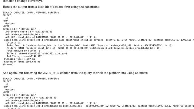 Databases: Postgresql uses slower constraint over faster index смотреть онлайн
