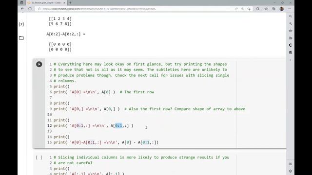 numpy array indexing, slicing, axes, arithmetic, and some numpy functions (02 lecture part c) смотреть онлайн