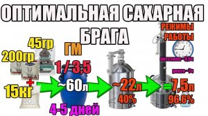 ОПТИМАЛЬНАЯ САХАРНАЯ БРАГА. БРАГА ДЕШЕВО И БЫСТРО. СБРАЖИВАЮ РАЗНЫМИ ДРОЖЖАМИ В ОДНОЙ САХАРНОЙ БРАГЕ