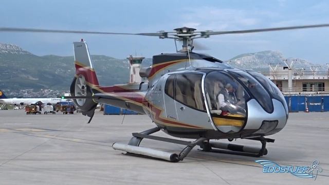Eurocopter EC130 B4 I-IVIP Close-up Takeoff - Split Airport LDSP/SPU