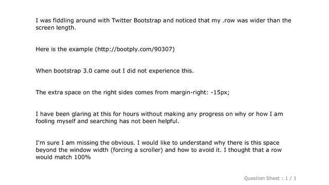 CSS : Twitter Bootstrap 3.0 row wider than window смотреть онлайн