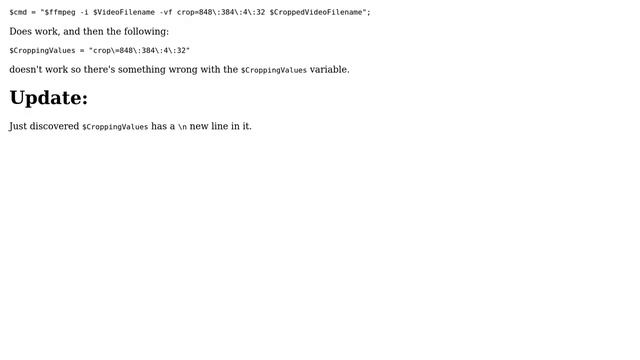 PHP ffmpeg trying to include a variable but it's not executing at all смотреть онлайн