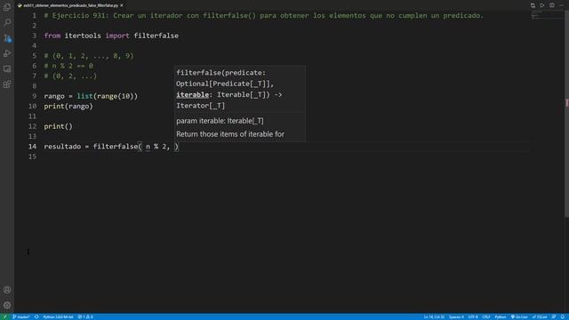 Python - Ejercicio 931: Crear Iterador con filterfalse() para Tomar los Elementos de Predicado Fals смотреть онлайн