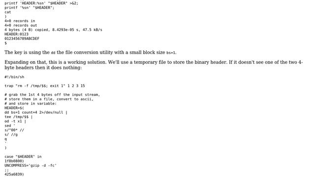 Extract compressed file by it's header as it is piped from stdout (locally смотреть онлайн