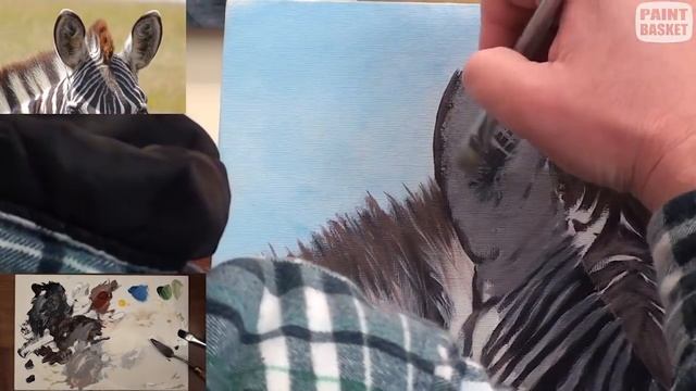 How to Paint Animals in Acrylic - Zebra Portrait Time lapse Painting Tutorial смотреть онлайн