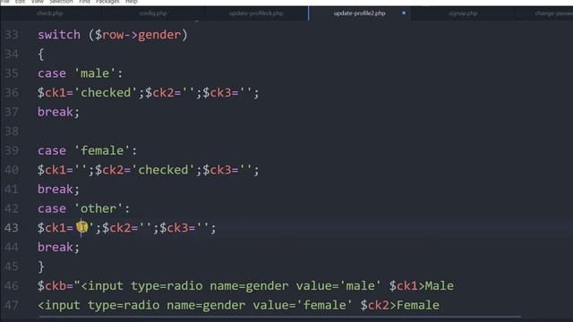 Update profile by user in PHP MySQL with selection of radio buttons and text box смотреть онлайн