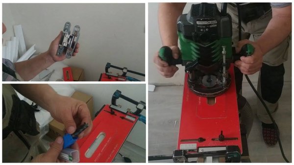 Врезка скрытой петли simonswerk в алюминиевую кромку