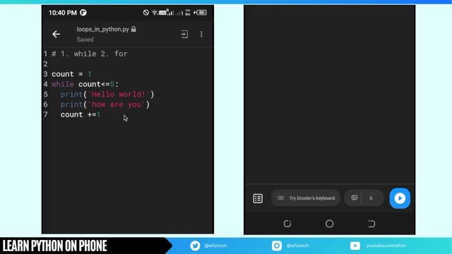 Python on Phone: 15 Loops in Python #dcoder #python #loops смотреть онлайн