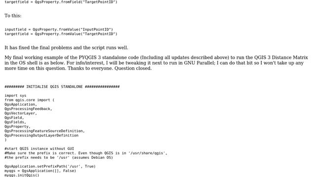 GIS: No output in PyQGIS standalone script running Distance Matrix? (2 Solutions!!) смотреть онлайн