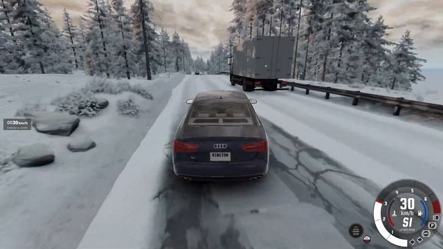 Лихач зимой на ауди a6/s6 c7 гонял и выехал на встречку под грузовик man водила лихач ауди погибает смотреть онлайн