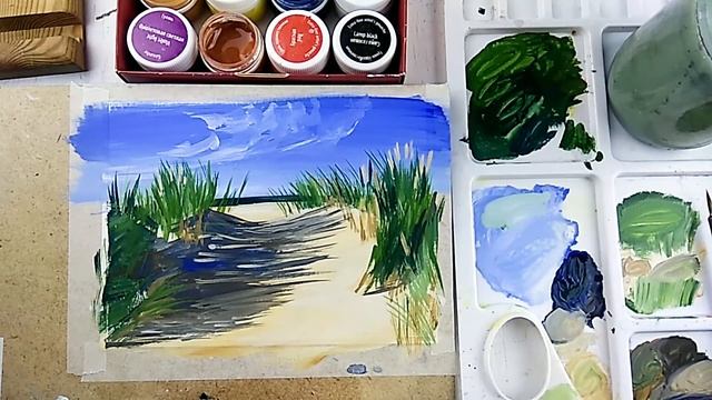 Рисунок гуашью. Собака на пляже. Speedpaint смотреть онлайн