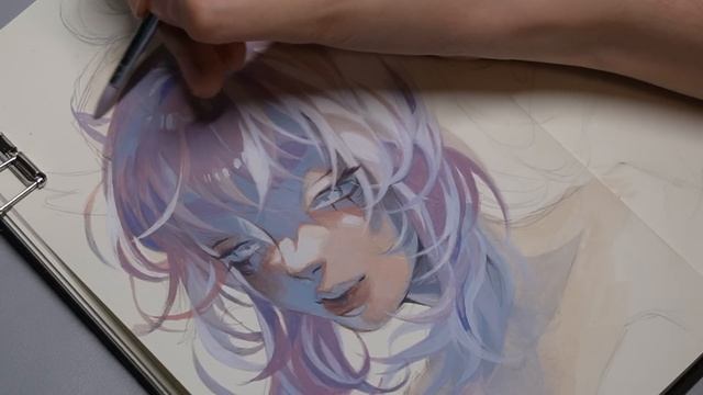 ✧ Pinto Rostro Y Pelo Con Goauche ✧ / Proceso Explicado W/hoyoverse ♡♡♡