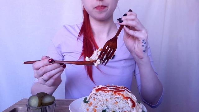 МУКБАНГ Рис с овощами и омлетом | MUKBANG Rice With Vegetables And Scrambled Eggs ASMR
