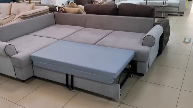 172460 "МИРТА" диван угловой. Цвет: Neo 08 светлый кварцевый серый/Лайт 10/Фибра2152/5 лилии. смотреть онлайн