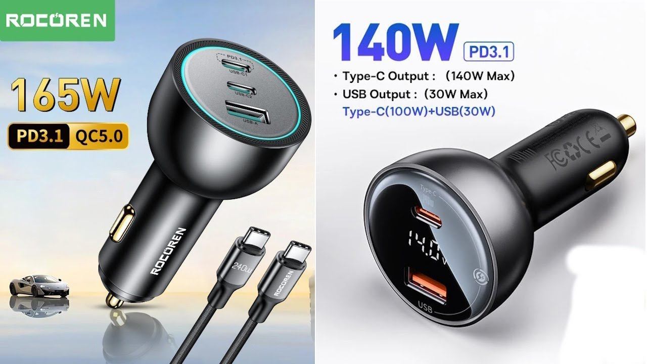 Дополнение к обзорам мощных 140W и 165W автомобильных зарядных устройств Baseus и Rocoren смотреть онлайн