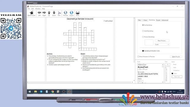 KROSVORD TUZUVCHI DASTUR O'RNATISH VA UNDAN FOYDALANISH смотреть онлайн