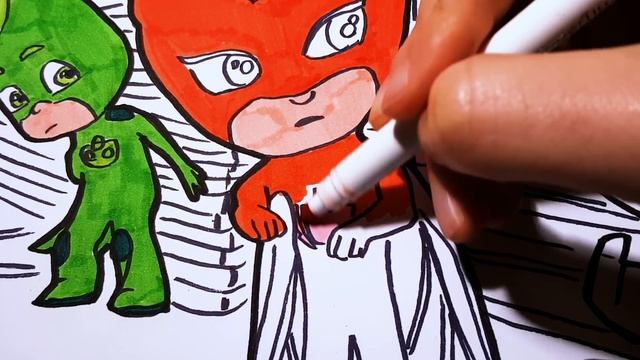 Coloring PJ MASKS Catboy Gekko and Owlette Adventures | Drawing and Painting PJ Masks Coloring Page смотреть онлайн