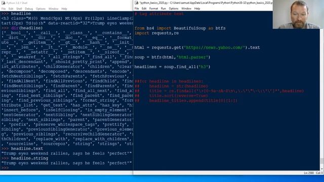 Python Basics Tutorial Best Way To Scrap Headlines From Yahoo News || BeautifulSoup Web Scrapping смотреть онлайн