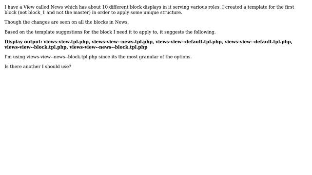 Drupal: Views Template for first Block being applied to all смотреть онлайн