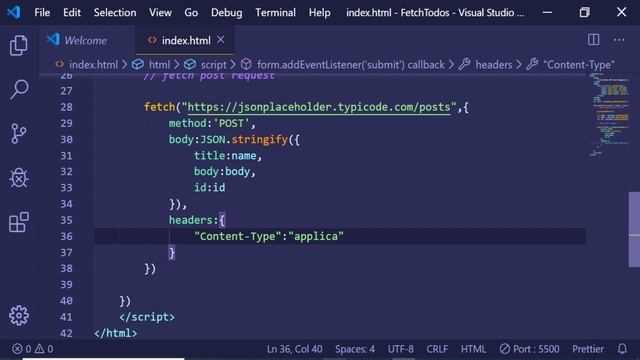 Javascript HTTP Post Request Fetch API Example | JSONPlaceholder API Example смотреть онлайн