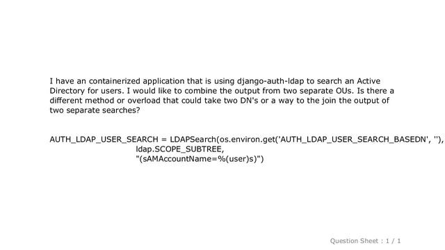 Django : Using the django-auth-ldap LDAPSearch to search two OUs смотреть онлайн