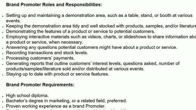 Brand Promoter Job Description | Brand Promoter Roles and Responsibilities смотреть онлайн