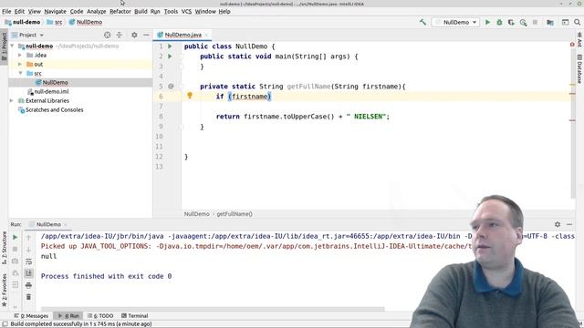 java.lang.NullPointerException Example – How to handle Java Null Pointer Exception смотреть онлайн