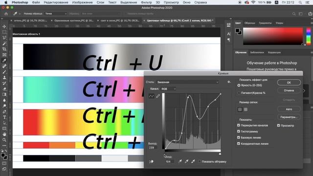 Работа с цветом в Adobe Photoshop. Ctrl+U, Ctrl+L, Ctrl+M, Ctrl+B смотреть онлайн