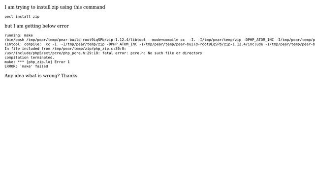 Ubuntu: pecl install zip giving error ubuntu 12.04 смотреть онлайн