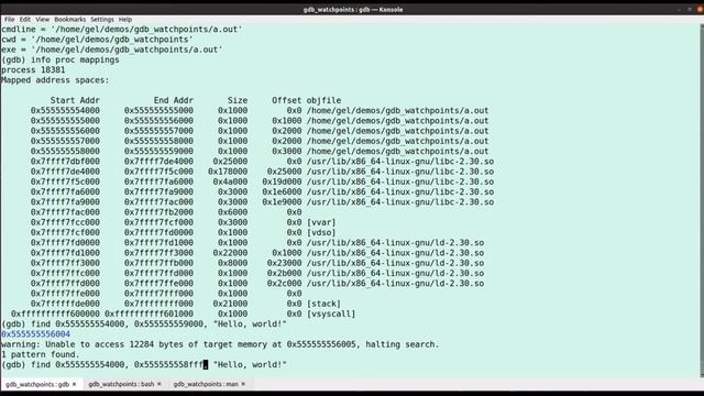 How to search for a byte sequence in memory with GDB command find? смотреть онлайн