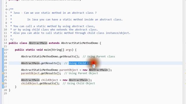 IN JAVA CAN WE USE STATIC METHOD IN AN ABSTRACT CLASS смотреть онлайн