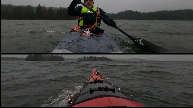 Choppy paddle in Itiwit X500 & sea kayak (winter kayaking, first trip 2023) [Synced perspectives #1 смотреть онлайн