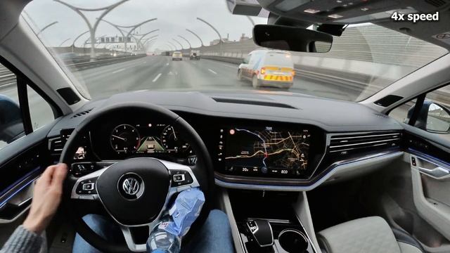 Touareg CR 2020 Self-Driving: ACC + Lane Assist + TJA Demo