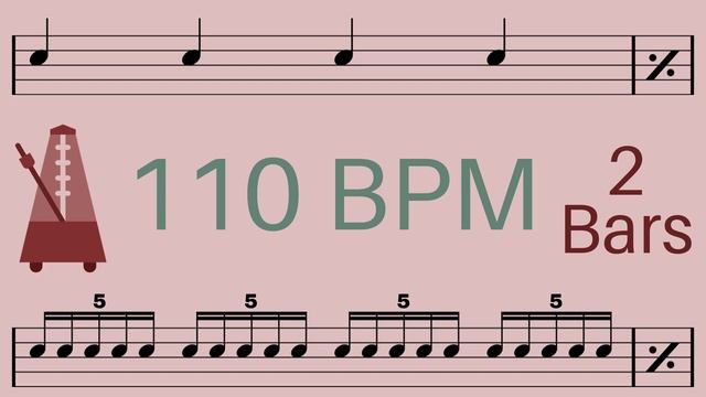 Metronome Click Track - 2 Bars Quarter to Quintuplet Notes 110 bpm - Smartronome смотреть онлайн