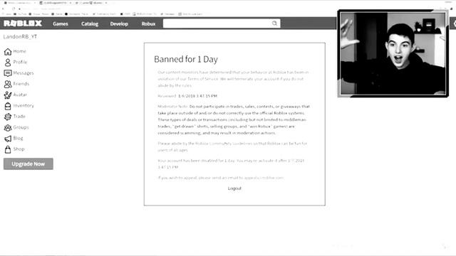 MY ROBLOX ACCOUNT….. GOT BANNED FOR 1 DAY смотреть онлайн