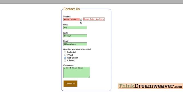 Dreamweaver CSS5.5 Tutorial PHP forms email contact form validation code part 3 смотреть онлайн