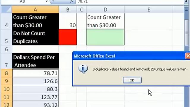 YTLE#55: Excel 2007 Remove Duplicates and COUNTIF function смотреть онлайн