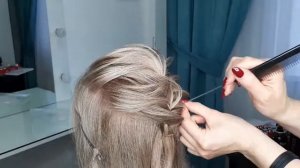 Причёска « низкий пучок» на средние волосы.