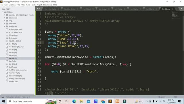 Lec#14 - FREE PHP COURSE 2022 (concept to code) | Multidimensional arrays in PHP смотреть онлайн