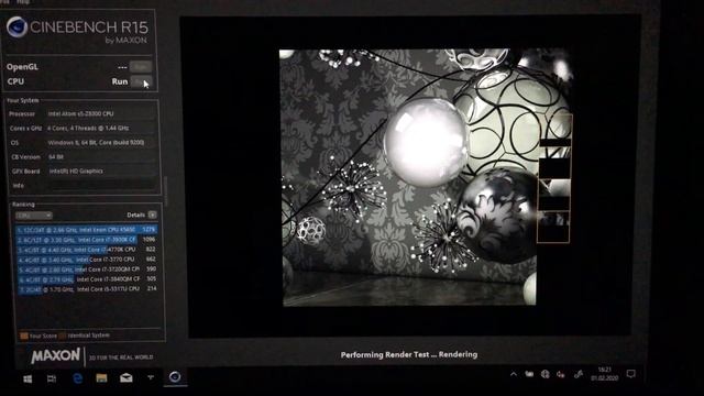 Intel Atom x5-Z8300 Cinebench R15 смотреть онлайн