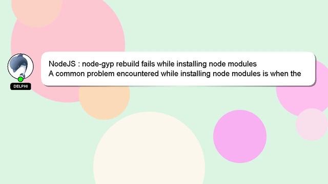 NodeJS : node-gyp rebuild fails while installing node modules смотреть онлайн