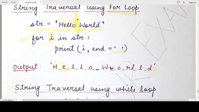 Traversing Strings using For and While Loop in Python 3: NCERT Class 11 Computer Science: Chapter 8 смотреть онлайн