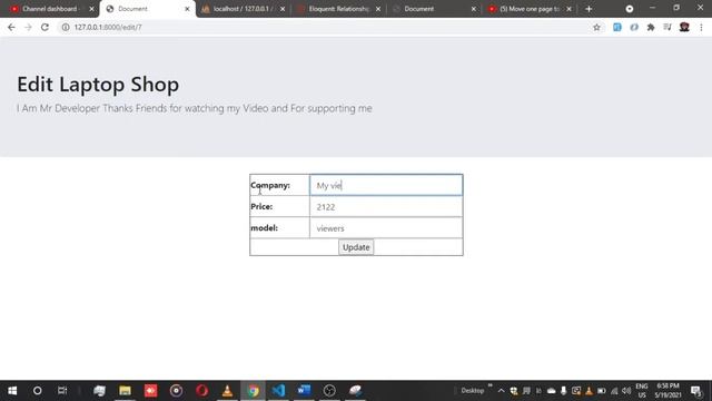 Update data in database MySQL in Laravel 8 смотреть онлайн