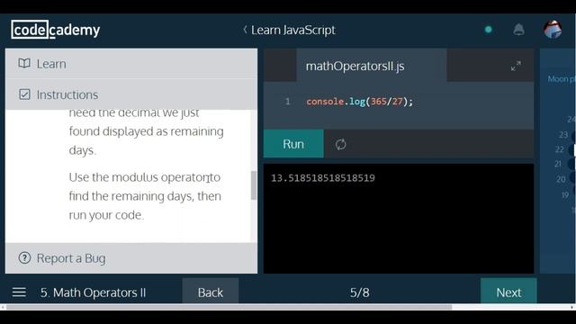 Learn Javascript, Math Operators II, codecademy, Javascript Tutorial смотреть онлайн