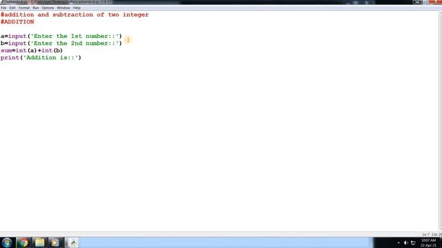 Addition and Subtraction of two integer | with user input | Python programming смотреть онлайн